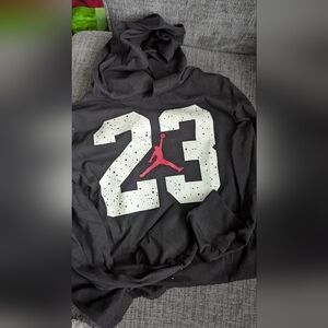 Michael Jordan 23 Black Hooded Long Sleeve T-Shirt
